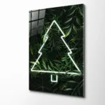 Modern Botanik Dekor: Neon Işıltılı Cam Tablo