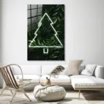 Modern Botanik Dekor: Neon Işıltılı Cam Tablo - Görsel 2