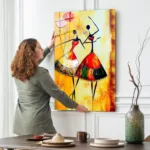 Etnik Esinti: Dans Eden Kadın Figürlü Modern Cam Tablo