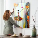 Bahar Esintisi: Çiçekli Elbiseli Dansçı Modern Cam Tablo - Görsel 2