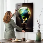 Sürdürülebilir Yaşam Temalı Parlak Lüks Cam Tablo - Görsel 2