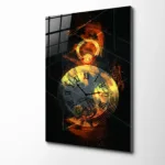 Alevlerin Ritmi: Soyut Köstekli Saat Tasarım Cam Tablo