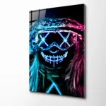 Neonun Gizemli Çizgileri Cam Tablo
