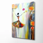 Bahar Esintisi: Çiçekli Elbiseli Dansçı Modern Cam Tablo