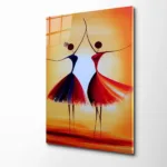 Ruhun Dansı: Mavi ve Kırmızı Elbiseli Soyut Cam Tablo