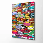 Pop Art: Renkli Çizgi Roman Tasarım Cam Tablo