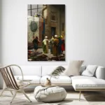 Oryantalist Sanat: Halı Tüccarları Klasik Cam Tablo - Görsel 3