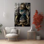 Zamanın Ruhu: Antik Tasarım Kum Saati Temperli Cam Tablo - Görsel 3