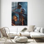 Karanlık Mizah Temalı İskelet Figürlü Modern Cam Tablo - Görsel 3