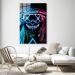 Neonun Gizemli Çizgileri Cam Tablo - Görsel 3