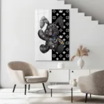 LV Desenli Mekanik Tavşan Tasarımlı Modern Cam Tablo - Görsel 3