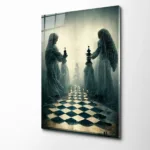 Ruhların Satrancı: Mistik Figürlü Modern Cam Tablo