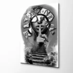 Zamanın Sessizliği: Gerçeküstü Siyah Beyaz Cam Tablo