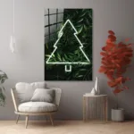 Modern Botanik Dekor: Neon Işıltılı Cam Tablo - Görsel 4