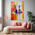 Etnik Ritim: Soyut Dansçı Figürlü Renkli Cam Tablo - Görsel 4
