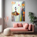 Bahar Esintisi: Çiçekli Elbiseli Dansçı Modern Cam Tablo - Görsel 4