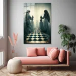 Ruhların Satrancı: Mistik Figürlü Modern Cam Tablo - Görsel 4