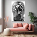 Zamanın Sessizliği: Gerçeküstü Siyah Beyaz Cam Tablo - Görsel 4