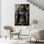 Zamanın Ruhu: Antik Tasarım Kum Saati Temperli Cam Tablo - Görsel 4