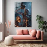 Karanlık Mizah Temalı İskelet Figürlü Modern Cam Tablo - Görsel 4