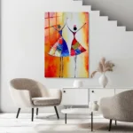 Etnik Ritim: Soyut Dansçı Figürlü Renkli Cam Tablo - Görsel 5