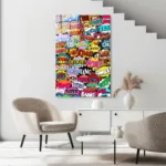 Pop Art: Renkli Çizgi Roman Tasarım Cam Tablo - Görsel 5