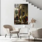 Oryantalist Sanat: Halı Tüccarları Klasik Cam Tablo - Görsel 5