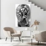 Zamanın Sessizliği: Gerçeküstü Siyah Beyaz Cam Tablo - Görsel 5