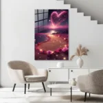 Sonsuz Aşkın Işığı: Parıltılı Kalp Temalı Cam Tablo - Görsel 5