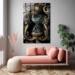 Zamanın Ruhu: Antik Tasarım Kum Saati Temperli Cam Tablo - Görsel 5