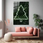 Modern Botanik Dekor: Neon Işıltılı Cam Tablo - Görsel 6