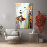 Bahar Esintisi: Çiçekli Elbiseli Dansçı Modern Cam Tablo - Görsel 6