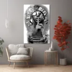 Zamanın Sessizliği: Gerçeküstü Siyah Beyaz Cam Tablo - Görsel 6