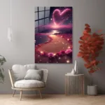 Sonsuz Aşkın Işığı: Parıltılı Kalp Temalı Cam Tablo - Görsel 6