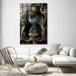 Zamanın Ruhu: Antik Tasarım Kum Saati Temperli Cam Tablo - Görsel 6