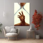 Zamanın Pençesinde Kum Saati Tasarım Cam Tablo - Görsel 6