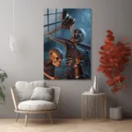 Karanlık Mizah Temalı İskelet Figürlü Modern Cam Tablo - Görsel 6