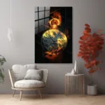 Alevlerin Ritmi: Soyut Köstekli Saat Tasarım Cam Tablo - Görsel 6