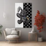 LV Desenli Mekanik Tavşan Tasarımlı Modern Cam Tablo - Görsel 6